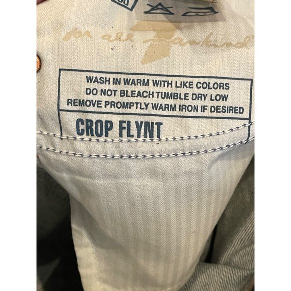 7 For All Mankind Blue Medium Wash Crop Flynt Wide Leg Jeans Size 32 - Picture 10 of 10